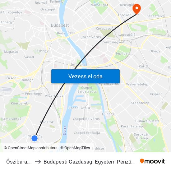 Őszibarack Utca to Budapesti Gazdasági Egyetem Pénzügyi És Számviteli Kar map