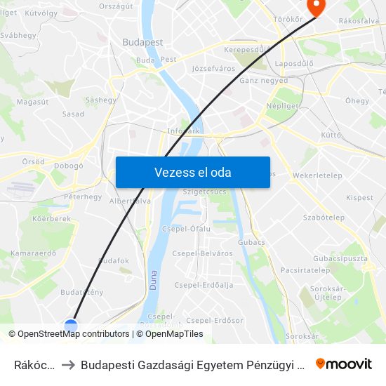 Rákóczi Út to Budapesti Gazdasági Egyetem Pénzügyi És Számviteli Kar map