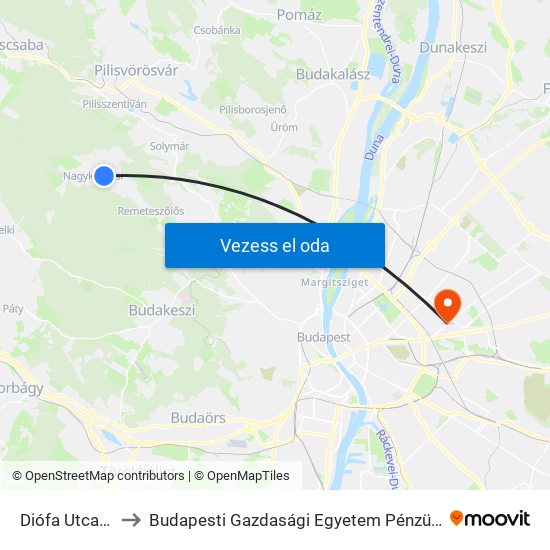 Diófa Utca (Posta) to Budapesti Gazdasági Egyetem Pénzügyi És Számviteli Kar map