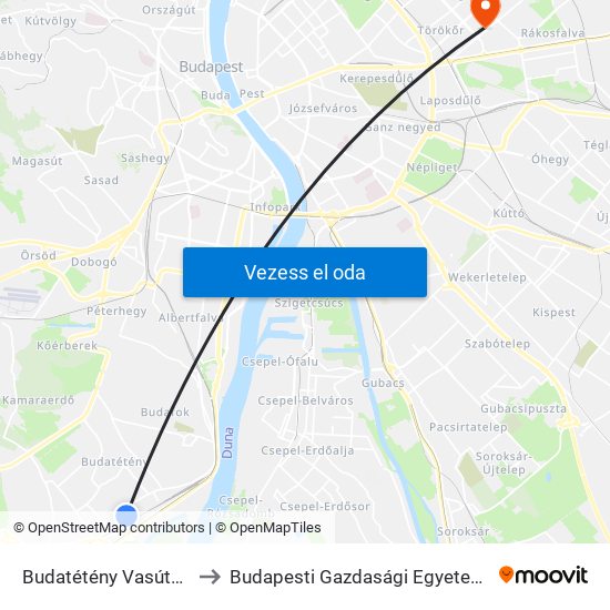 Budatétény Vasútállomás (Campona) to Budapesti Gazdasági Egyetem Pénzügyi És Számviteli Kar map