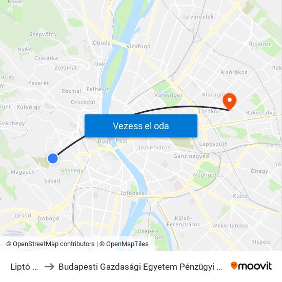 Liptó Utca to Budapesti Gazdasági Egyetem Pénzügyi És Számviteli Kar map