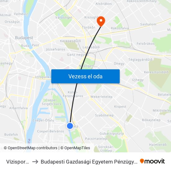 Vízisport Utca to Budapesti Gazdasági Egyetem Pénzügyi És Számviteli Kar map