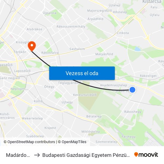 Madárdomb Köz to Budapesti Gazdasági Egyetem Pénzügyi És Számviteli Kar map