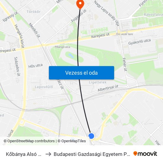 Kőbánya Alsó Vasútállomás to Budapesti Gazdasági Egyetem Pénzügyi És Számviteli Kar map