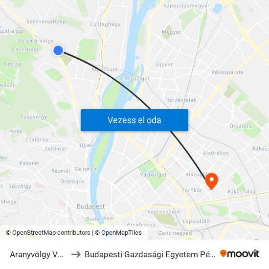 Aranyvölgy Vasútállomás to Budapesti Gazdasági Egyetem Pénzügyi És Számviteli Kar map