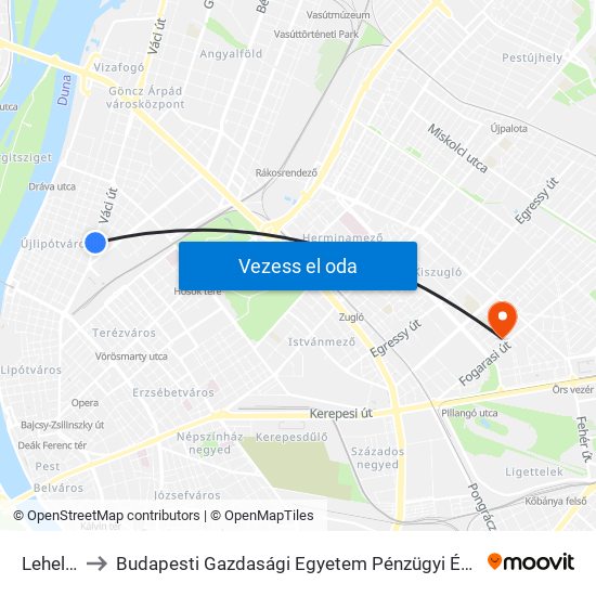 Lehel Tér to Budapesti Gazdasági Egyetem Pénzügyi És Számviteli Kar map