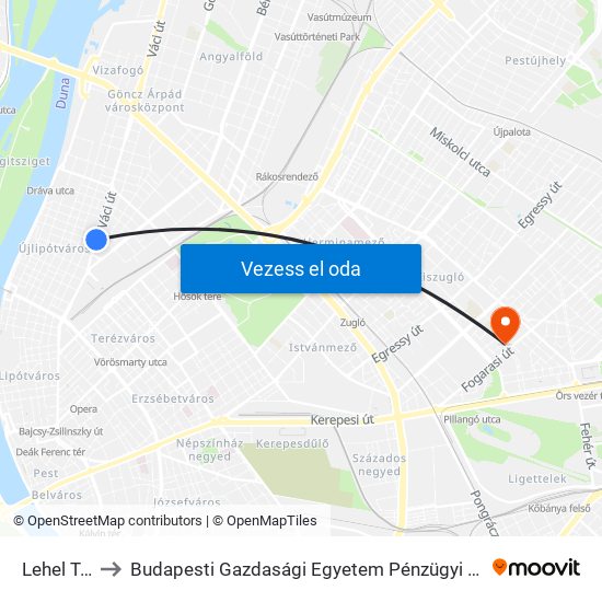 Lehel Tér M to Budapesti Gazdasági Egyetem Pénzügyi És Számviteli Kar map