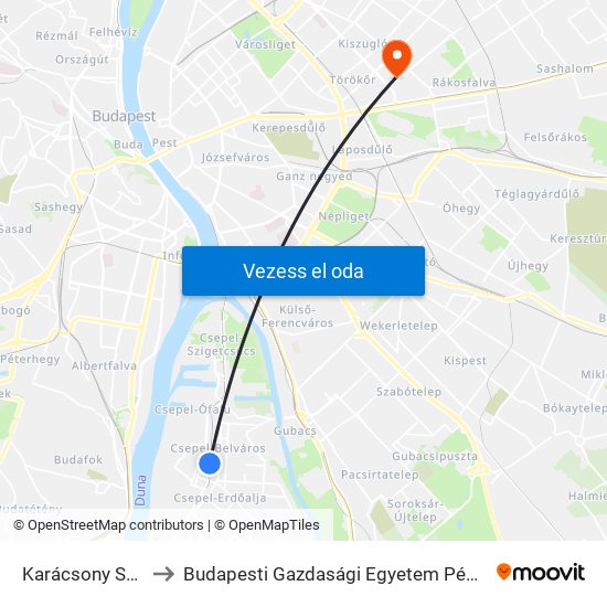 Karácsony Sándor Utca to Budapesti Gazdasági Egyetem Pénzügyi És Számviteli Kar map