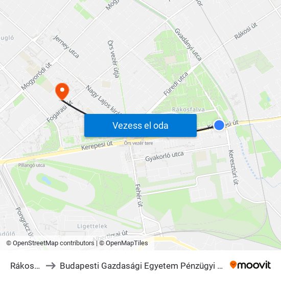 Rákosfalva to Budapesti Gazdasági Egyetem Pénzügyi És Számviteli Kar map