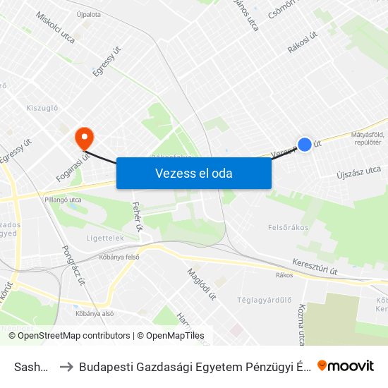 Sashalom to Budapesti Gazdasági Egyetem Pénzügyi És Számviteli Kar map