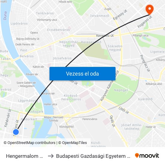 Hengermalom Út / Szerémi Út to Budapesti Gazdasági Egyetem Pénzügyi És Számviteli Kar map