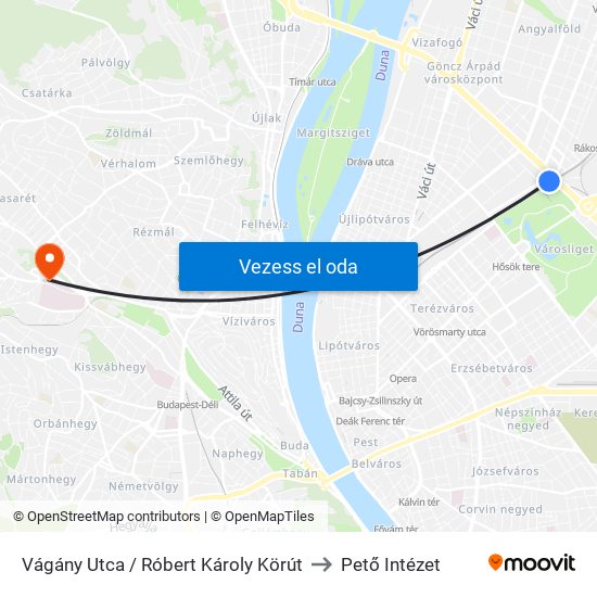 Vágány Utca / Róbert Károly Körút to Pető Intézet map