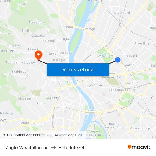 Zugló Vasútállomás to Pető Intézet map