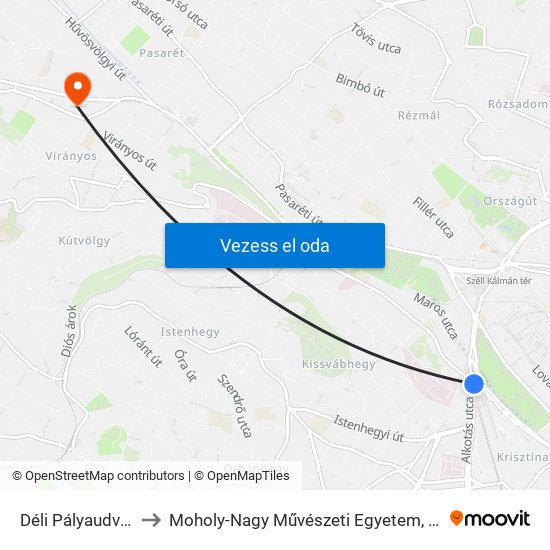 Déli Pályaudvar M to Moholy-Nagy Művészeti Egyetem, Campus map