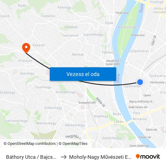 Báthory Utca / Bajcsy-Zsilinszky Út to Moholy-Nagy Művészeti Egyetem, Campus map