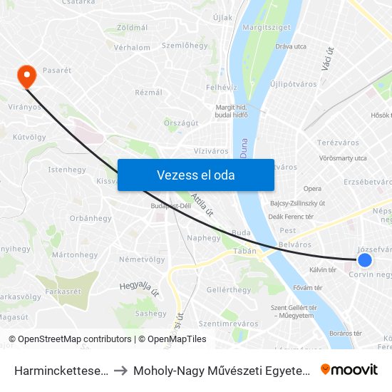 Harminckettesek Tere to Moholy-Nagy Művészeti Egyetem, Campus map