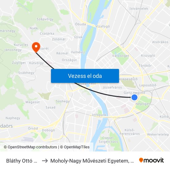 Bláthy Ottó Utca to Moholy-Nagy Művészeti Egyetem, Campus map