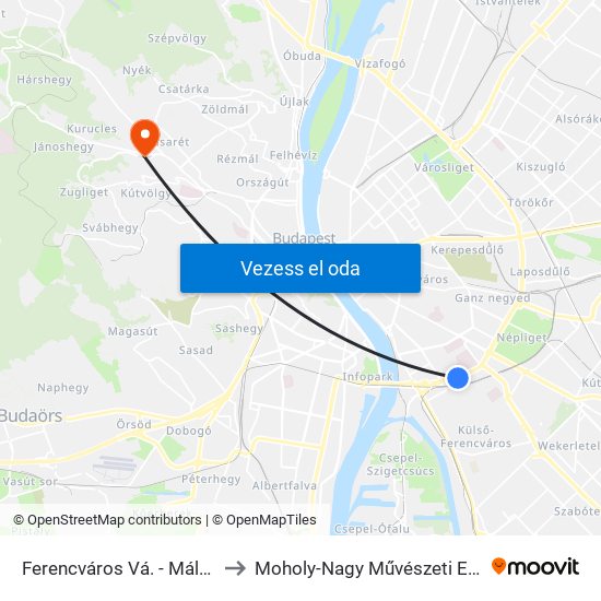 Ferencváros Vá. - Málenkij Robot Eh. to Moholy-Nagy Művészeti Egyetem, Campus map