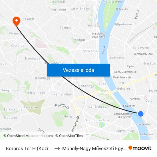 Boráros Tér H (Közraktár Utca) to Moholy-Nagy Művészeti Egyetem, Campus map