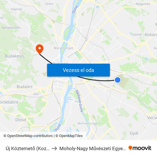 Új Köztemető (Kozma Utca) to Moholy-Nagy Művészeti Egyetem, Campus map