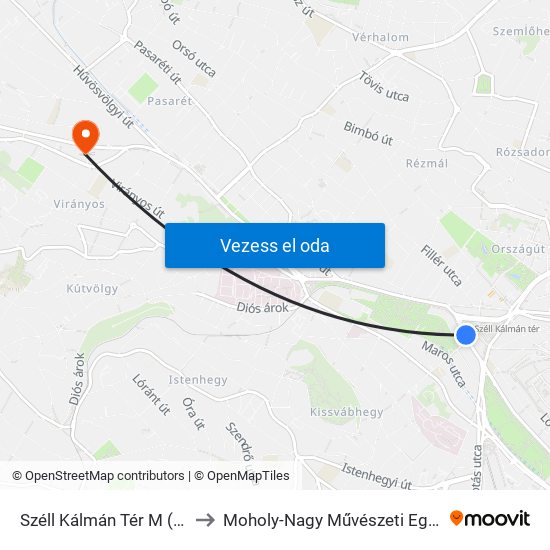 Széll Kálmán Tér M (Csaba Utca) to Moholy-Nagy Művészeti Egyetem, Campus map