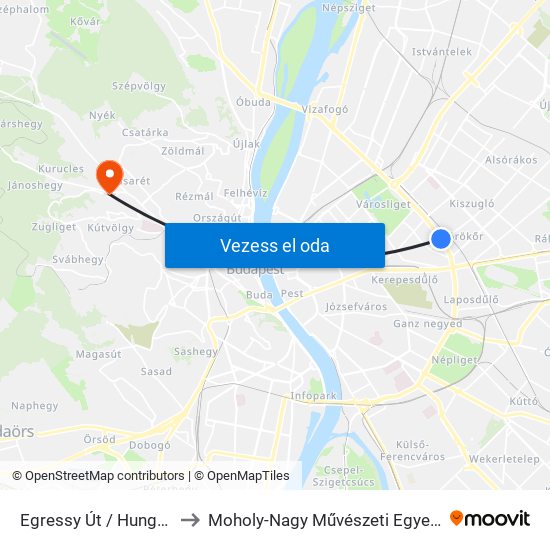 Egressy Út / Hungária Körút to Moholy-Nagy Művészeti Egyetem, Campus map