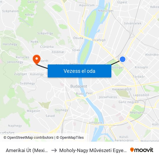 Amerikai Út (Mexikói Út M) to Moholy-Nagy Művészeti Egyetem, Campus map