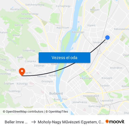 Beller Imre Utca to Moholy-Nagy Művészeti Egyetem, Campus map