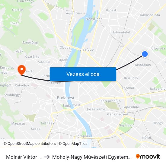 Molnár Viktor Utca to Moholy-Nagy Művészeti Egyetem, Campus map