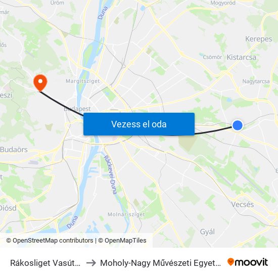 Rákosliget Vasútállomás to Moholy-Nagy Művészeti Egyetem, Campus map