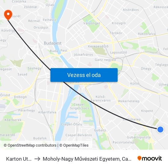 Karton Utca to Moholy-Nagy Művészeti Egyetem, Campus map