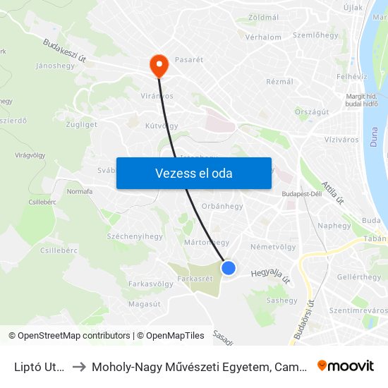 Liptó Utca to Moholy-Nagy Művészeti Egyetem, Campus map