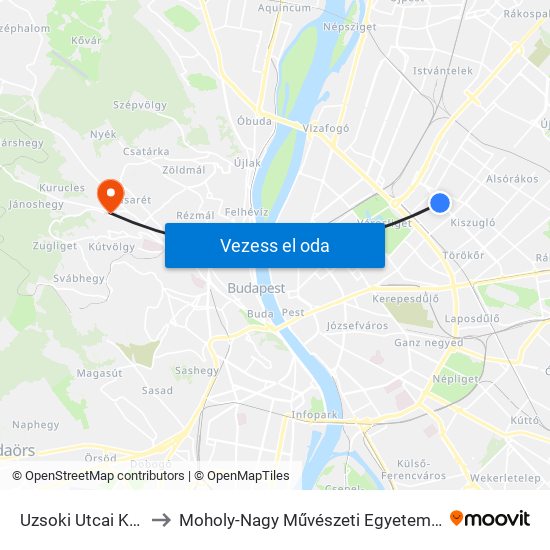 Uzsoki Utcai Kórház to Moholy-Nagy Művészeti Egyetem, Campus map