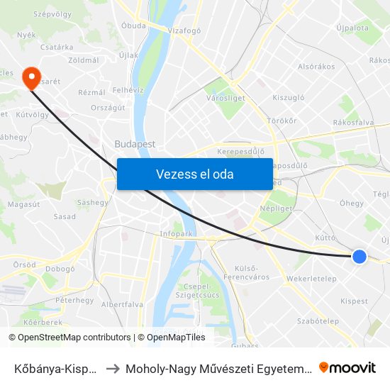 Kőbánya-Kispest M to Moholy-Nagy Művészeti Egyetem, Campus map