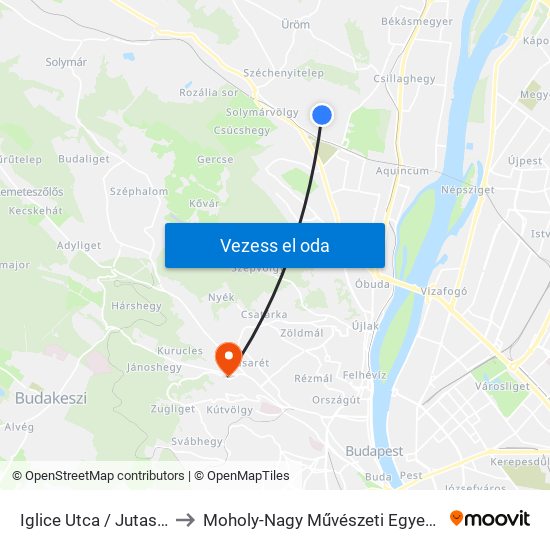 Iglice Utca / Jutas Utca [9] to Moholy-Nagy Művészeti Egyetem, Campus map