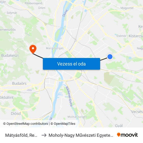 Mátyásföld, Repülőtér to Moholy-Nagy Művészeti Egyetem, Campus map