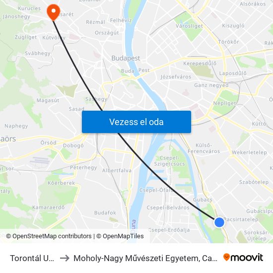 Torontál Utca to Moholy-Nagy Művészeti Egyetem, Campus map