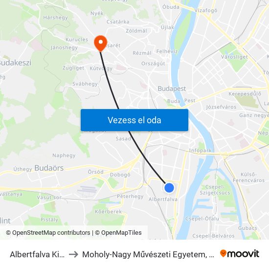 Albertfalva Kitérő to Moholy-Nagy Művészeti Egyetem, Campus map