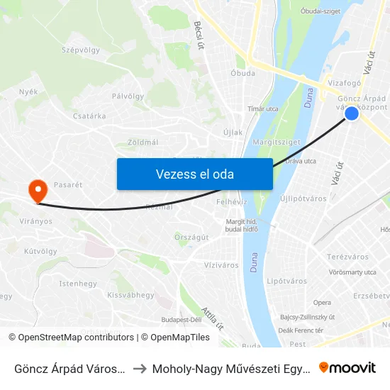 Göncz Árpád Városközpont M to Moholy-Nagy Művészeti Egyetem, Campus map