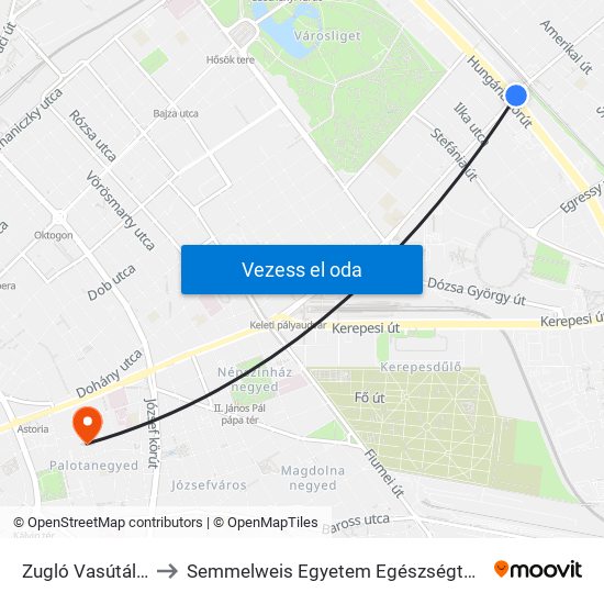 Zugló Vasútállomás to Semmelweis Egyetem Egészségtudományi Kar map