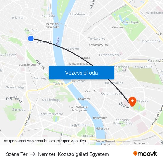 Széna Tér to Nemzeti Közszolgálati Egyetem map