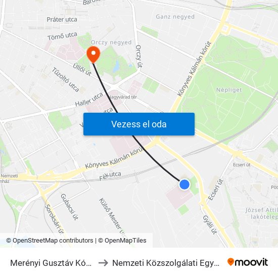 Merényi Gusztáv Kórház to Nemzeti Közszolgálati Egyetem map