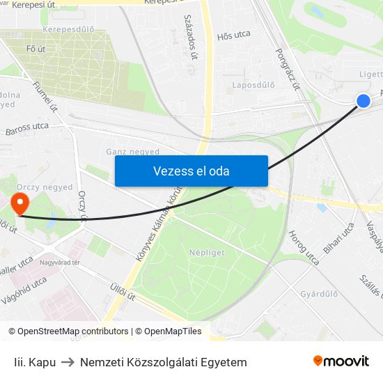 Iii. Kapu to Nemzeti Közszolgálati Egyetem map