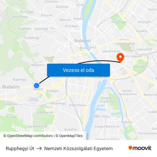 Rupphegyi Út to Nemzeti Közszolgálati Egyetem map