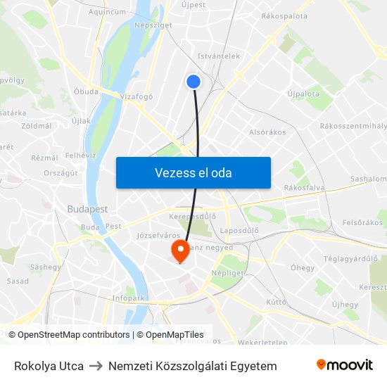 Rokolya Utca to Nemzeti Közszolgálati Egyetem map