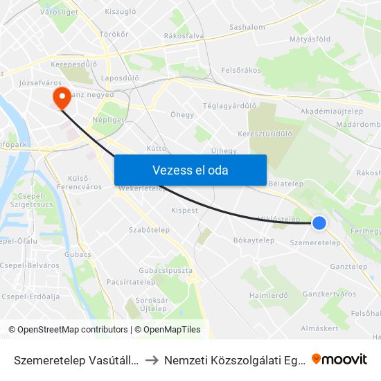 Szemeretelep Vasútállomás to Nemzeti Közszolgálati Egyetem map