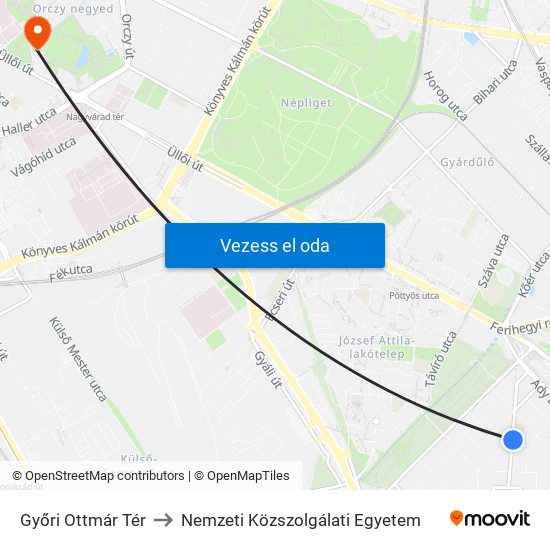 Győri Ottmár Tér to Nemzeti Közszolgálati Egyetem map