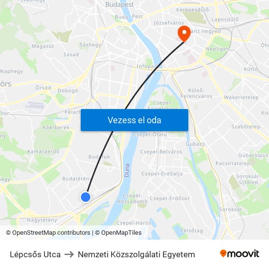 Lépcsős Utca to Nemzeti Közszolgálati Egyetem map