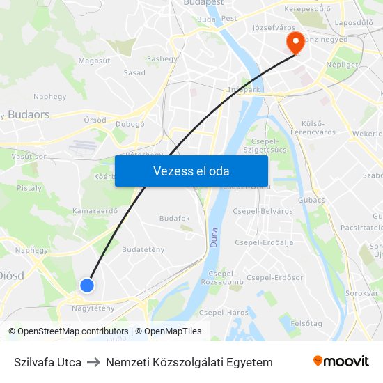 Szilvafa Utca to Nemzeti Közszolgálati Egyetem map