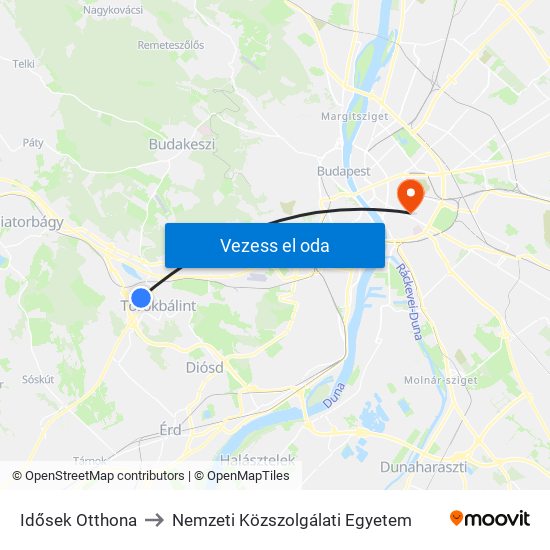 Idősek Otthona to Nemzeti Közszolgálati Egyetem map